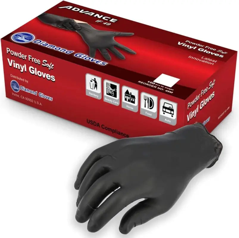 Disposable Gloves Diamond Advance - Black Vinyl