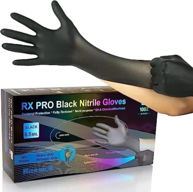 Disposable Gloves Raxwell Black Nitrile Exam Gloves