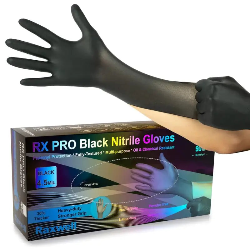 Raxwell Black mil Nitrile Exam Gloves