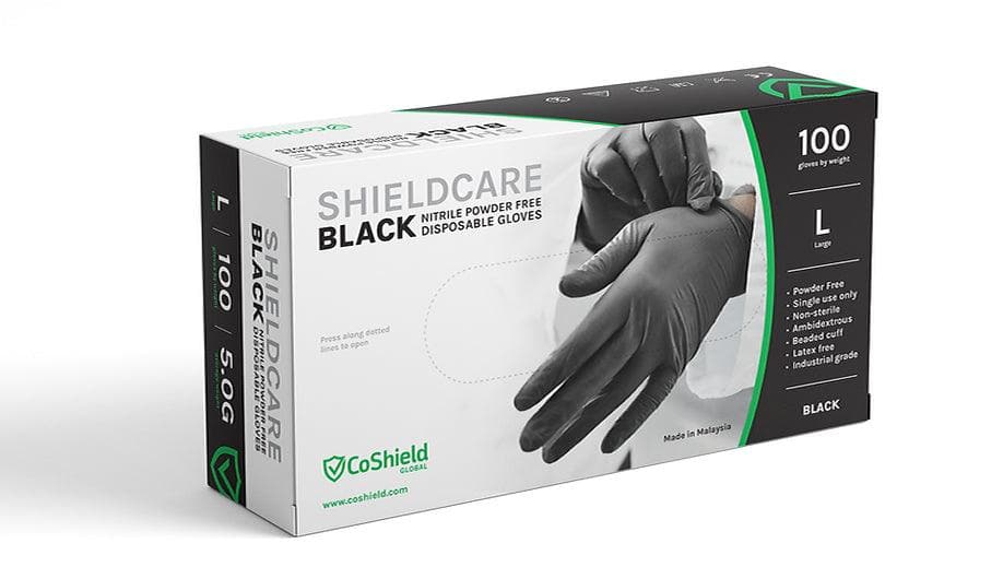 CoShield Black Industrial Nitrile Gloves (5 Mil), 1000 Gloves/Case - Cetrix Technologies LLC