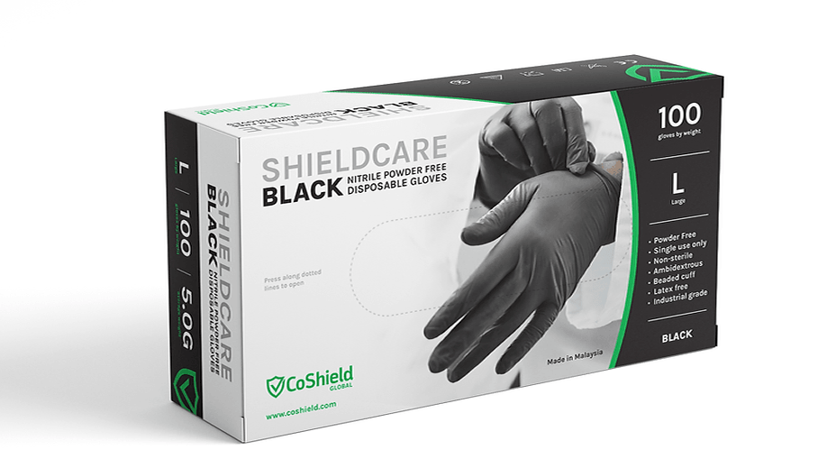 CoShield Black Industrial Nitrile Gloves (5 Mil), 1000 Gloves/Case - Cetrix Technologies LLC