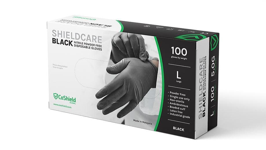 CoShield Black Industrial Nitrile Gloves (5 Mil), 1000 Gloves/Case - Cetrix Technologies LLC