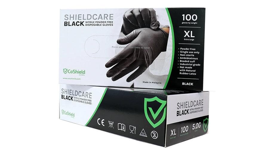 CoShield Black Industrial Nitrile Gloves (5 Mil), 1000 Gloves/Case - Cetrix Technologies LLC