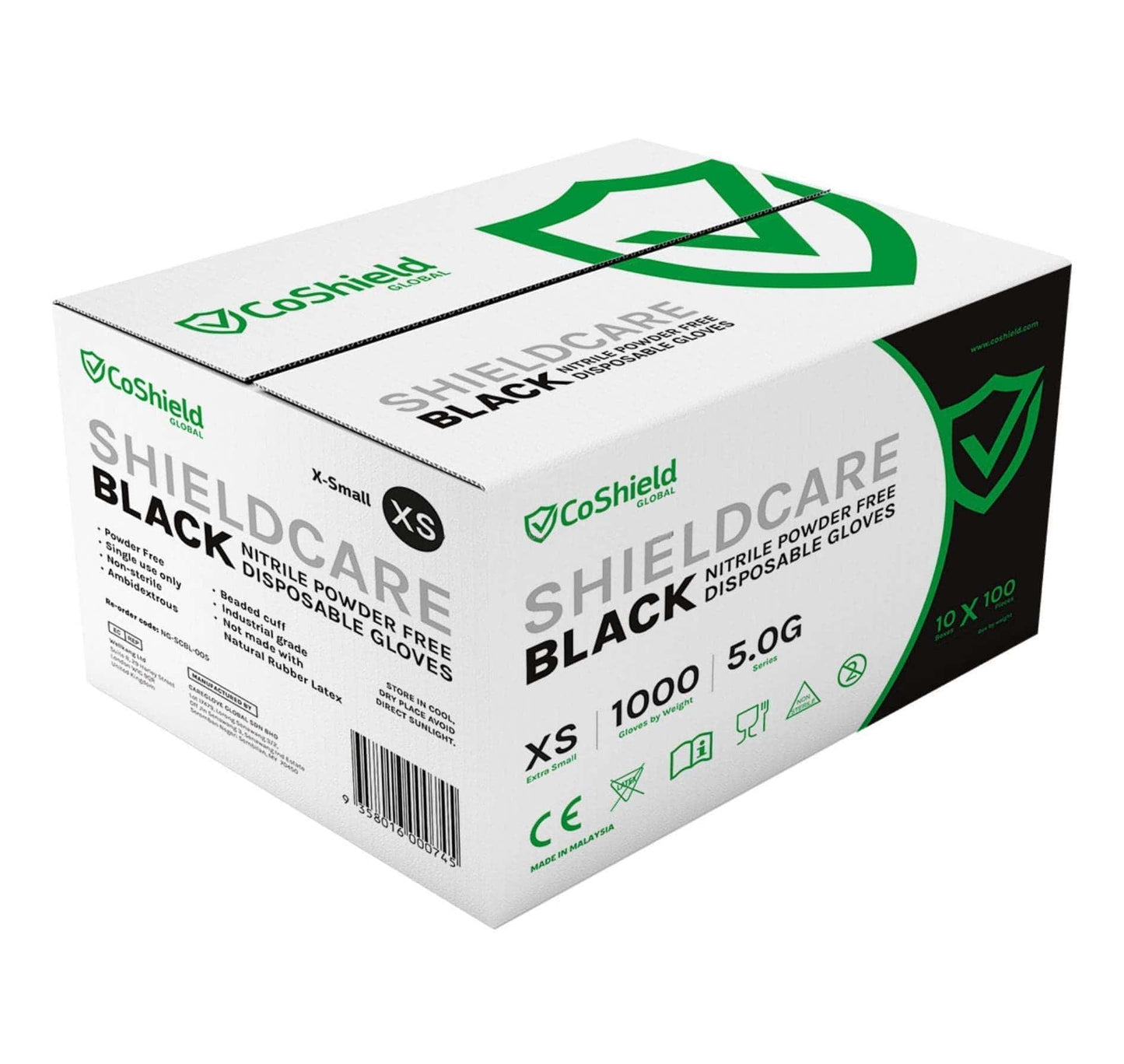 CoShield Black Industrial Nitrile Gloves (5 Mil), 1000 Gloves/Case - Cetrix Technologies LLC