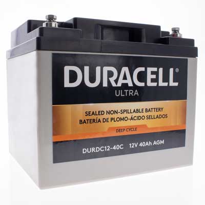 Duracell Ultra 12V 40Ah Deep Cycle AGM SLA Battery with M6 Terminals