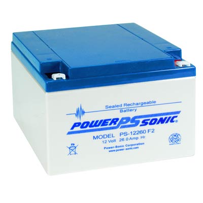 Power Sonic 12V 26AH AGM SLA Battery with F2 Terminals for Backup Power