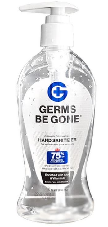 Germs Be Gone Hand Sanitizer Gel 8oz, 24/case