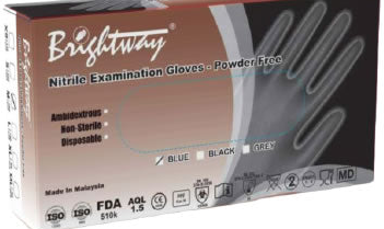 Brightway 4.3 Mil Blue Nitrile Exam Gloves, 100/BX 10 BX/CS 1000 Total - CBNB4