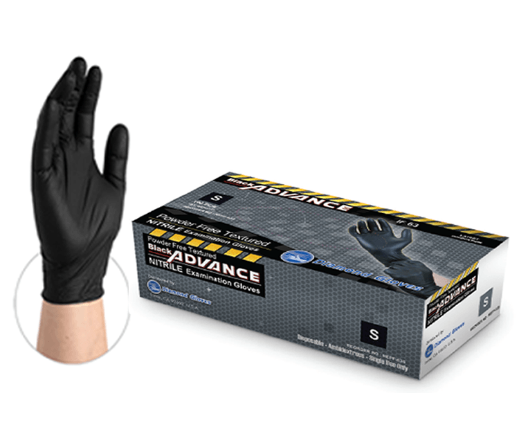 Diamond Black Nitrile Examination Gloves