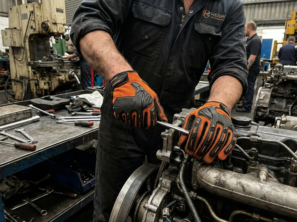VizoCare Tuff Gard Mechanic Gloves High Visibility Black/Orange