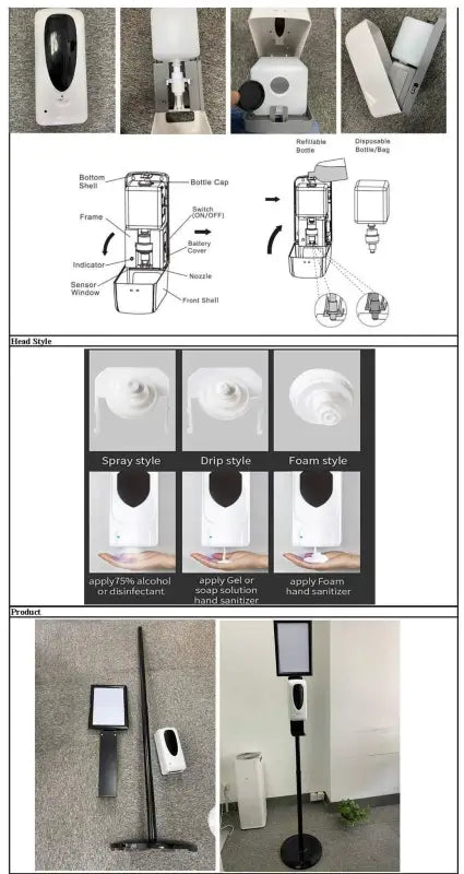 Automatic Hand Sanitizer Dispenser with Floor Stand - Hand Sanitizer