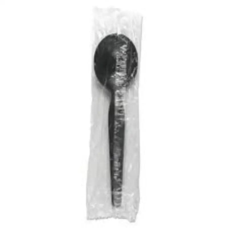 Black PP 2.5g Soupspoon Wrapped 1000pcs/ctn - Cutlery