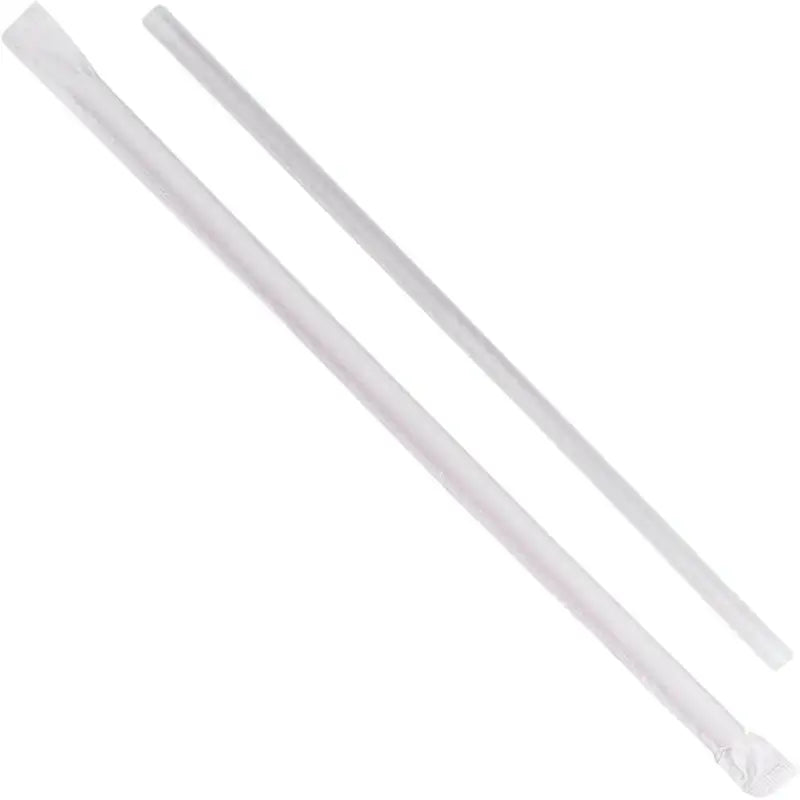 Clear Jumbo Paper Straw Paper Wrapped White 9.25’ 6mm 1.5g - Foodservice Disposables