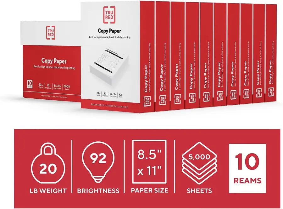 Copy Paper TRU RED 8.5" x 11" 20 lbs 500 Sheets/Ream