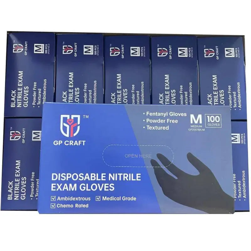 Disposable Gloves GP Craft Black Nitrile Exam Gloves 5.5 mil CGP50 - Gloves