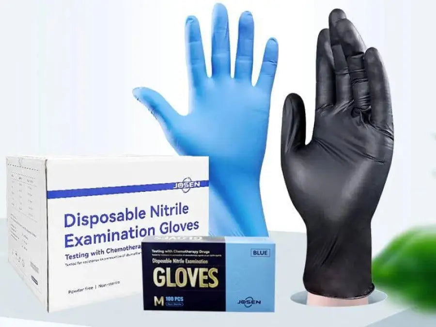 Disposable Gloves - Josen 4.5 Mil Black Nitrile Examination Gloves CJOBK4 - Gloves