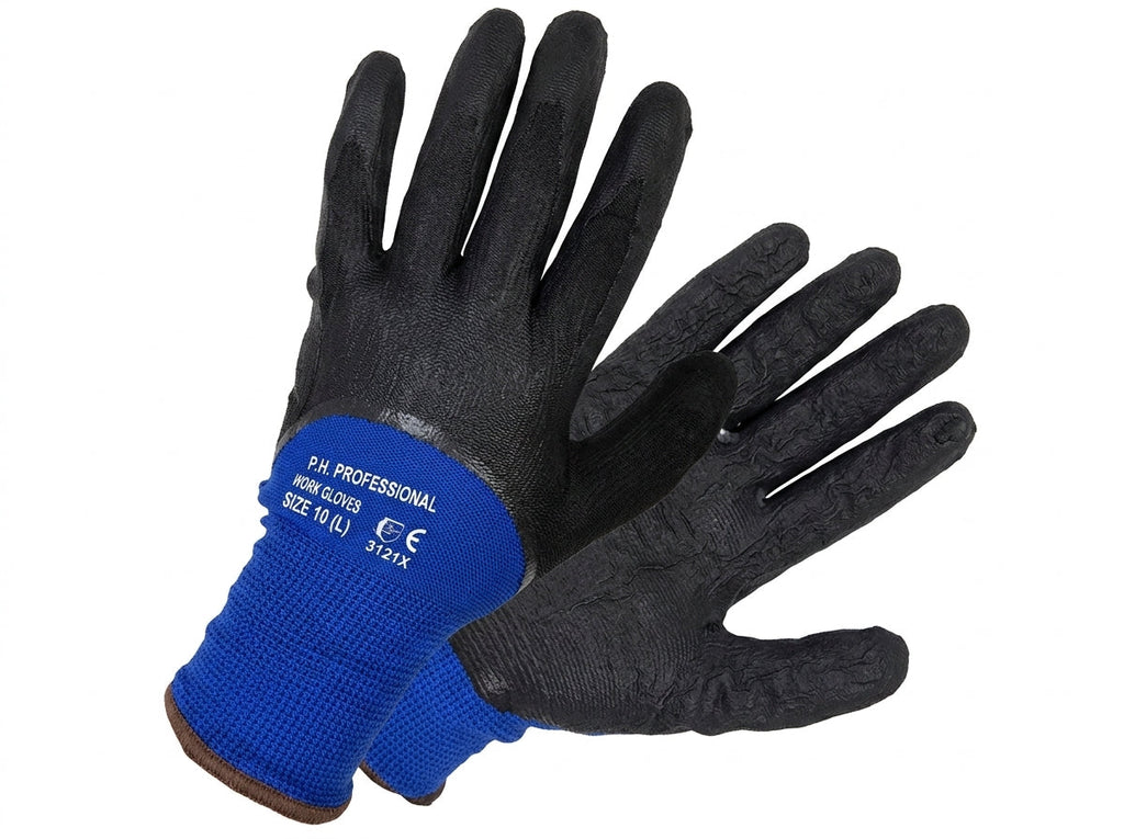 VizoCare Tuff Gard Cold Weather Nitrile-Coated Gloves Black Blue