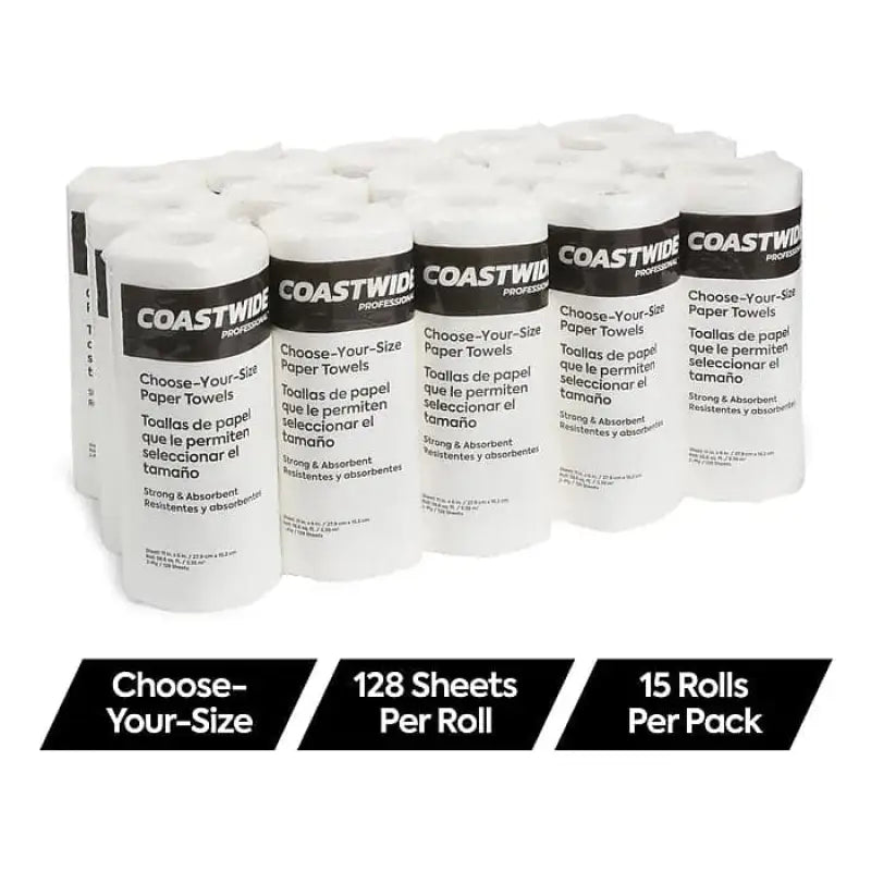 Kitchen Rolls Paper Towel Coastwide Professional Choose-Your-Size 2-Ply White C21809