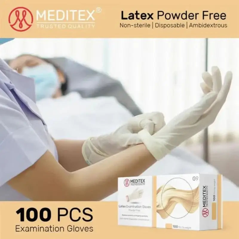 MEDITEX (G9) White Latex Gloves 4mil Exam Gloves | Powder Free Gloves CG9LW5 - Gloves