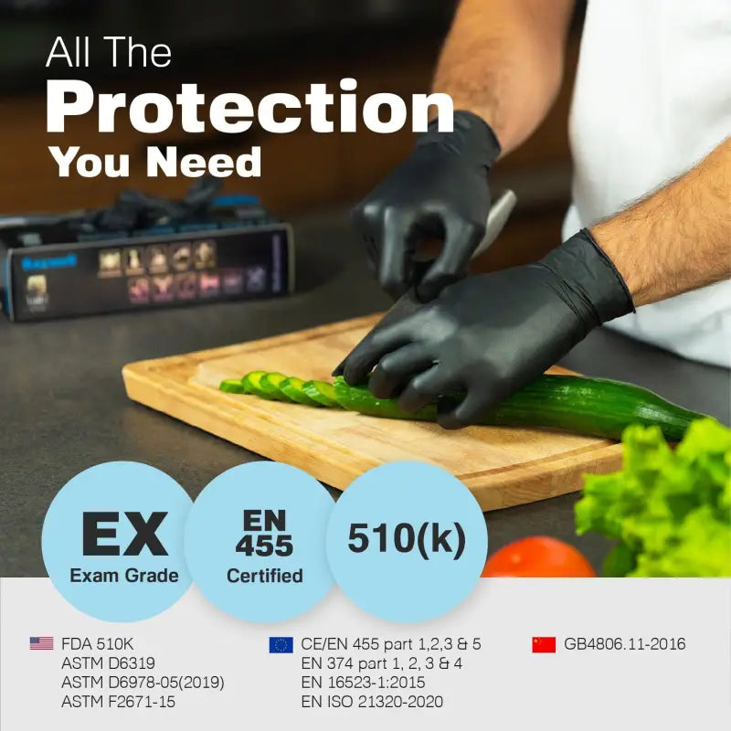Raxwell Gloves Black 5.5 mil Nitrile Exam Gloves