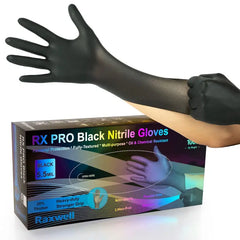 Raxwell Gloves Black 5.5 mil Nitrile Exam Gloves