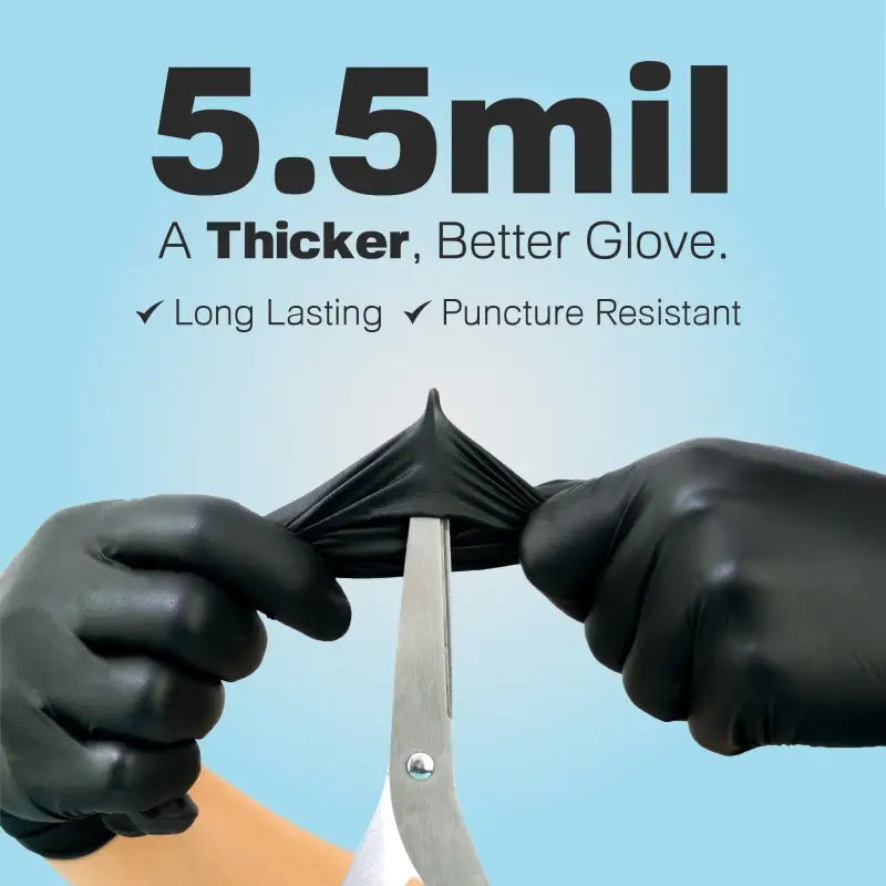 Raxwell Gloves Black 5.5 mil Nitrile Exam Gloves