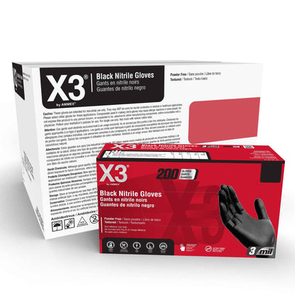 AMMEX Black Nitrile Industrial Latex Free Disposable Gloves (Case of 2000) - Cetrix Technologies LLC