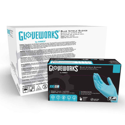 AMMEX Gloveworks Blue Nitrile Industrial Latex Free Disposable Gloves (Case of 1000) - Cetrix Technologies LLC