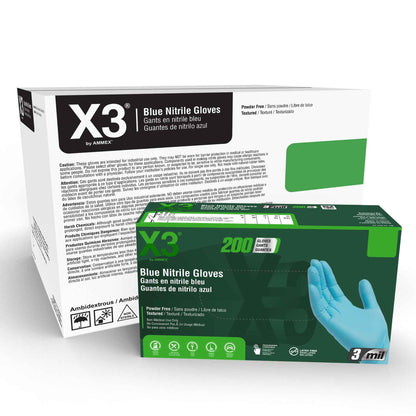 AMMEX Blue Nitrile Industrial Latex Free Disposable Gloves (Case of 2000) - Cetrix Technologies LLC