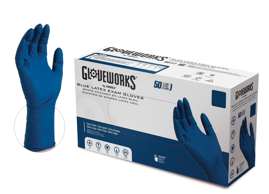 AMMEX Gloveworks Latex Exam Gloves 14 mil (Case of 500) - Cetrix Technologies LLC