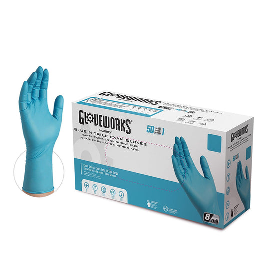 AMMEX Gloveworks Blue Nitrile Exam Latex Free Disposable Gloves (Case of 500) - Cetrix Technologies LLC