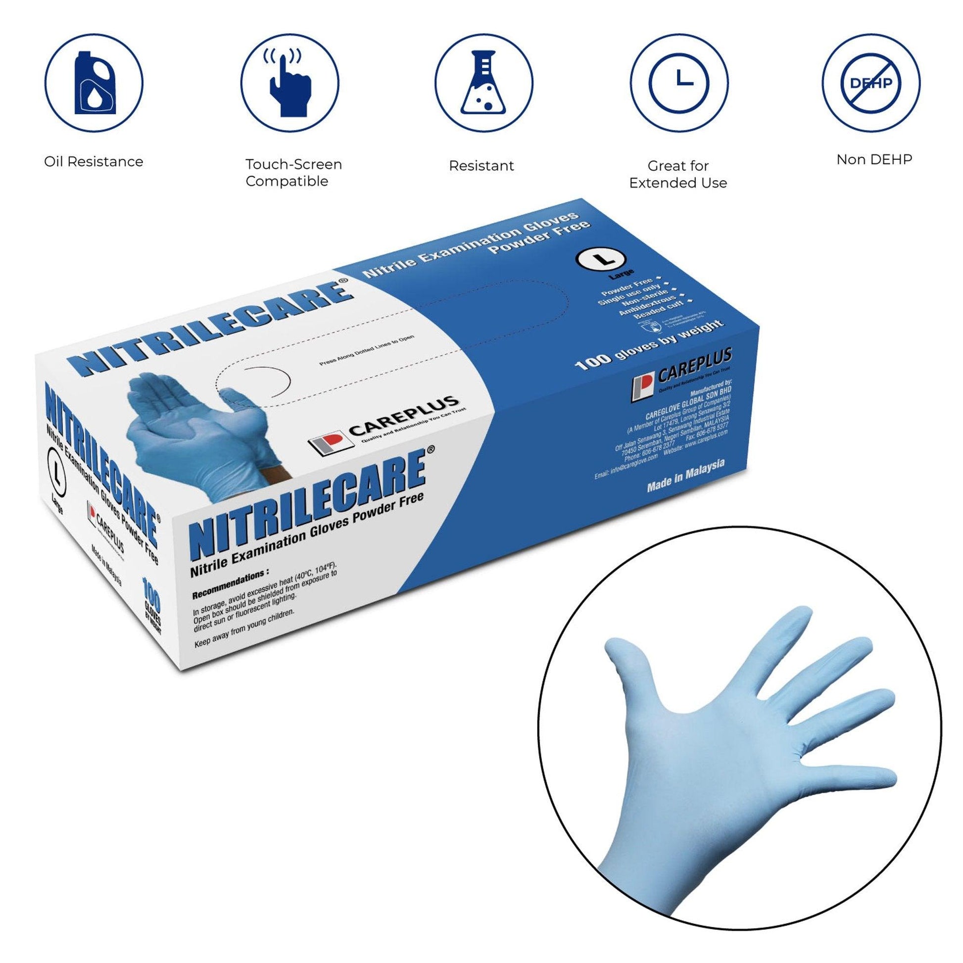 NitrileCare Premium Blue Exam Gloves (4 Mil), 1000 Gloves/Case CE3020NB - Cetrix Technologies LLC
