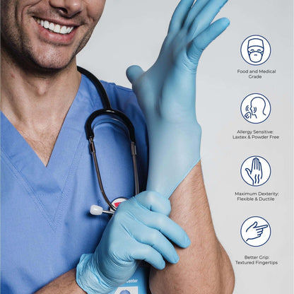 NitrileCare Premium Blue Exam Gloves (4 Mil), 1000 Gloves/Case CE3020NB - Cetrix Technologies LLC